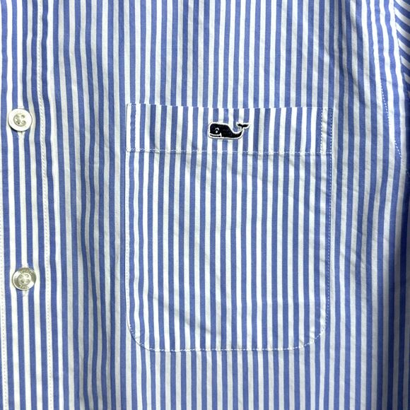 Vineyard Vines Men's Size Medium Slim Fit Tucker Shirt Blue White Stripe Pocket - Picture 4 of 7